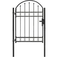 Fence Gate with Arched Top Steel 100x125 cm Black