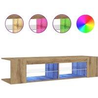 Berkfield Home TV Cabinet with LED Lights Artisan Oak 135x39x30 cm Engineered Wood | Size: 135 x 39 x 30 cm