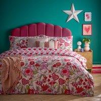 Furn Glass Hearts Printed Duvet Cover Set in Pink | Size: Super King
