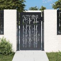 Berkfield Home Garden Gate Anthracite 105x155 cm Steel Bamboo Design