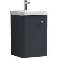 Balterley Wall Hung 1 Door Vanity Unit with Ceramic Sink Dark Grey 400mm