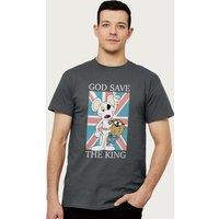 Danger Mouse Men's God Save The King Union Jack T-Shirt in Charcoal | Size: Small