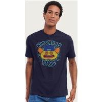 Fuggler Men's Notorious Fugg Grin Grin Yellow Snuggler T-Shirt in Navy | Size: Medium