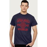 Captain America Men's Comics Property Of 1941 Marvel T-Shirt in Navy | Size: 2XL
