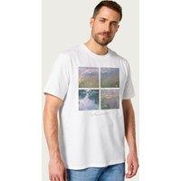 Coto7 Men's Water Lilly Collection Monet Classic Paintings T-Shirt in White | Size: Medium