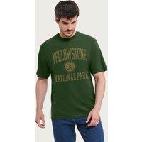 US National Parks Men's Wyoming T-Shirt in Bottle Green | Size: XL