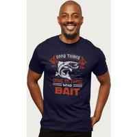 Coto7 Men's Good Things Come To Those Who Bait Fishing T-Shirt in Navy | Size: Medium