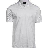 TEE JAYS Men's Luxury Stretch V Neck Polo Shirt in White | Size: Medium