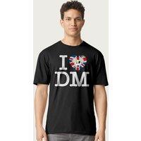 Danger Mouse Men's I Love DM Union Jack T-Shirt in Black | Size: 2XL