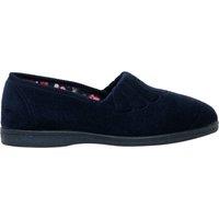 Sleepers Women's Fan Stitch Wide Fitting Slippers in Navy | Size: 8