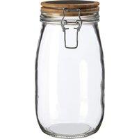 Orsina Stylish Glass Storage Jar with Wooden Lid 1500 ml, Durable Glass Jar With Lid, Airtight Storage Jar in Clear