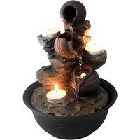 Primrose Tabletop Cascading Pots Design Garden Water Feature with LED Lights 19cm in Brown