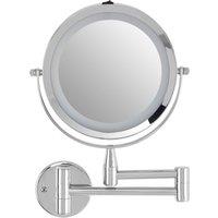Orsina Wall Mounted LED Mirror, Durable 29x18cm Chrome Bathroom Mirror, Swivel Design in Silver | Size: 29x18 cm
