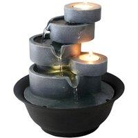 Primrose Slate Effect Cascading Bowls Tabletop Water Feature with LED Lights 21cm in Grey