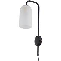 First Choice Lighting Victoria - Black Plug in Wall Light with Frosted Glass Shade