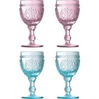 Orsina Elegant Set Of Four Pink & Blue Glasses, Practical Champagne Glasses, Durable Drink Glasses For House