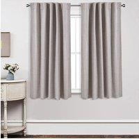 Living and Home 2 Panels Beige Faux Linen Back Tab or Rod Pocket Blackout Curtains for Bedroom, Living Room, 117cm W x 137cm H