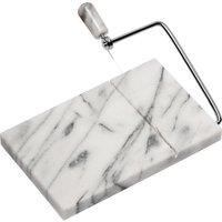 Orsina White Marble Cheese Board with Slicer, Natural Marble Serving Board with Built-In Stainless Wire Cutter