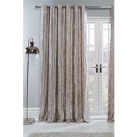 OHS Ready Made Eyelet Crushed Velvet Curtains, Natural | Size: 167 cm width x 183 cm drop