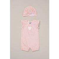 DKNY Girl's 2-Piece Baby Romper & Hat Outfit Set in Pink | Size: 6-9 m