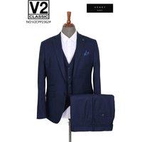 V2 Classic Men's Henry - Navy Three Piece Suit | Size: 42R