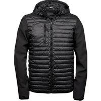 TEE JAYS Men's Crossover Hooded Padded Jacket in Black | Size: Small