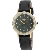 Spello II IP Gold Case, Black MOP Dial, Black Handmade Italian Leather Strap