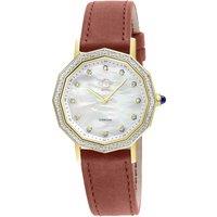 Spello II IP Gold Case, White MOP Dial, Blue Handmade Italian Leather Strap
