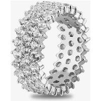 Starbright Women's Silver Cubic Zirconia Claw Set Three Row Full Eternity Ring | Size: 55 (N 3/4)
