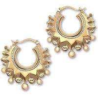 Jewelco London Women's 9ct Gold Round Chandelier Spikey Creole Earrings 28mm
