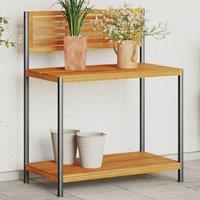 Berkfield Home Garden Work Table 90x50x110 cm Solid Wood Acacia & Steel in Brown | Size: 90 x 50 x 110 cm