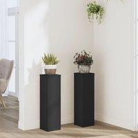 Berkfield Home Plant Stand 2pcs Black 17x17x60 cm Engineered Wood | Size: 17 x 17 x 60 cm