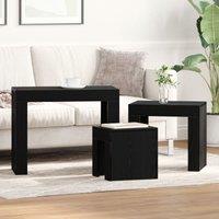 Berkfield Home 3-Piece Nesting Coffee Table Set - Black Oak Engineered Wood