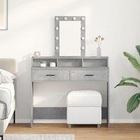 Berkfield Home Dressing Table with LED LightsConcrete Grey 100x41x140 cm | Size: 100 x 41 x 140 cm