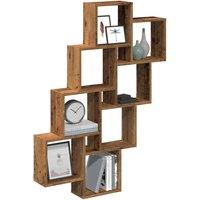 Berkfield Home Wall Cube Shelf Old Wood 90x15x119.5 cm Engineered Wood in Brown