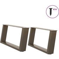 Coffee Table Legs U-Shaped 2 pcs Natural Steel 60x(30-31) cm Steel