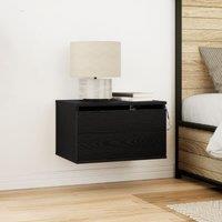 Berkfield Home Bedside Cabinets with LED Lights 2 pcs Wall-Mounted Black Oak