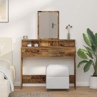 Berkfield Home Dressing Table with DrawersOld Wood 100x41x140 cm in Brown | Size: 100 x 41 x 140 cm