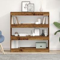 Book Cabinet/Room Divider - Rustic Wood - 100x30x103cm - Engineered Wood