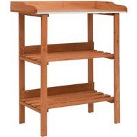 Berkfield Home Plant Stand 76x37x89 cm Firwood in Brown | Size: 76 x 37 x 89 cm