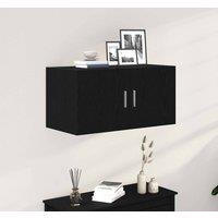 Berkfield Home Wall Cabinet Black Oak 80x39x40 cm Engineered Wood | Size: 80 x 39 x 40 cm