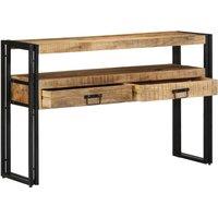 Berkfield Home End Tables Black 120x33x75 cm Solid Mango Wood & Metal in Brown | Size: 120 x 33 x 75 cm