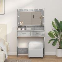 Berkfield Home Dressing Table with LED Lights - Concrete Grey - 79x41x135 cm | Size: 79 x 41 x 135 cm