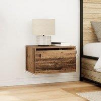Berkfield Home Bedside Cabinet with LED Wall-Mounted Old Wood 50x36x30 cm in Brown | Size: 50 x 36 x 30 cm