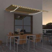 Berkfield Home Manual Retractable Awning with LED 450x300 cm Yellow & White