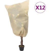 Berkfield Home Plant Fleece Covers with Drawstring 12 pcs 70 g/m≤ 0.8x0.8 m in Beige