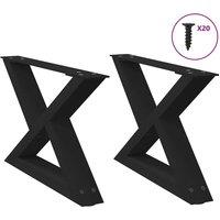 Coffee Table Legs 2 pcs Black 50x(30-31.3) cm Steel