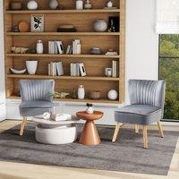 HOMCOM Fabric Accent Chair Modern Leisure Chair with Wood Legs & Armless Design in Grey