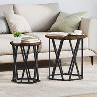 Berkfield Home Side Tables 2 pcs Smoked Oak Engineered Wood in Brown