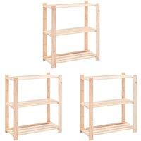 Berkfield Home 3-Tier Storage Racks 3 pcs 80x38x90 cm Solid Pinewood 150 kg in Beige | Size: 80 x 38 x 90 cm
